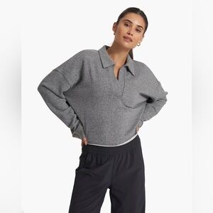 NWT Vuori Sedona Polo Women's Fleece Sweatshirt Heather Gray Medium